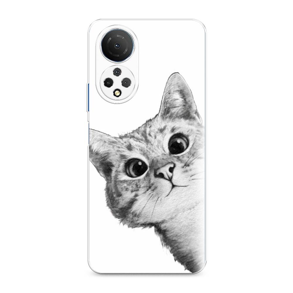 фото Силиконовый чехол "кот рисунок черно-белый" на honor x7 awog