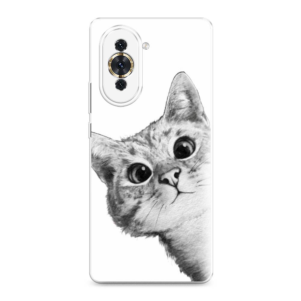 фото Силиконовый чехол "кот рисунок черно-белый" на huawei nova 10 awog