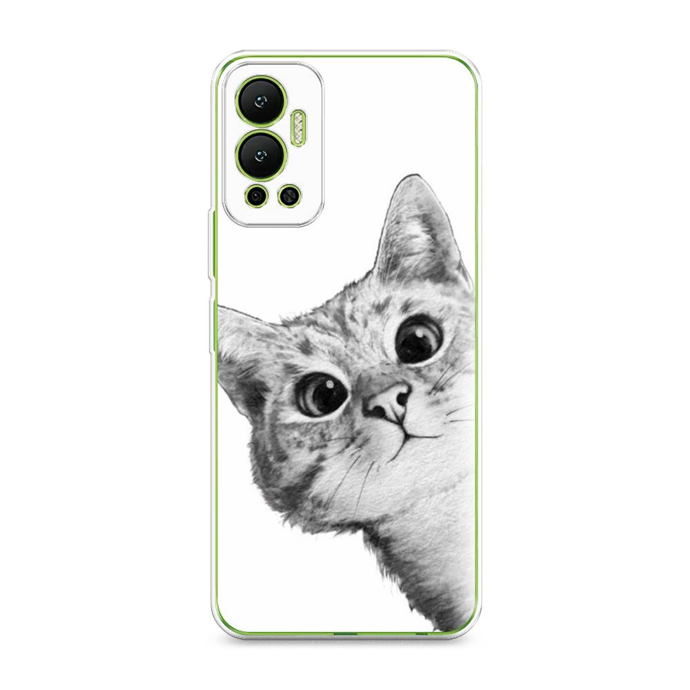 фото Силиконовый чехол "кот рисунок черно-белый" на infinix hot 12 awog
