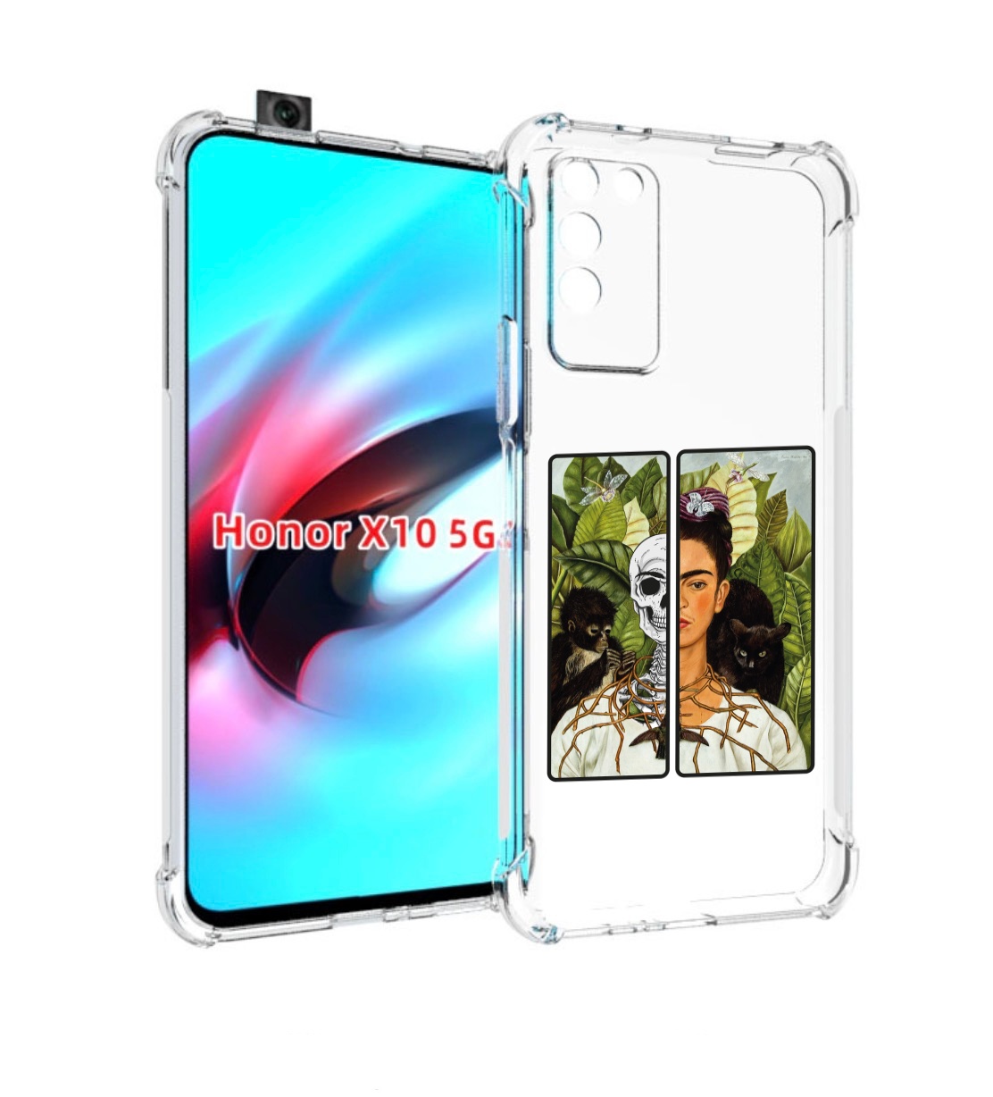 

Чехол MyPads сдвоенная картинка девушка скелет для Honor X10, Прозрачный, Tocco