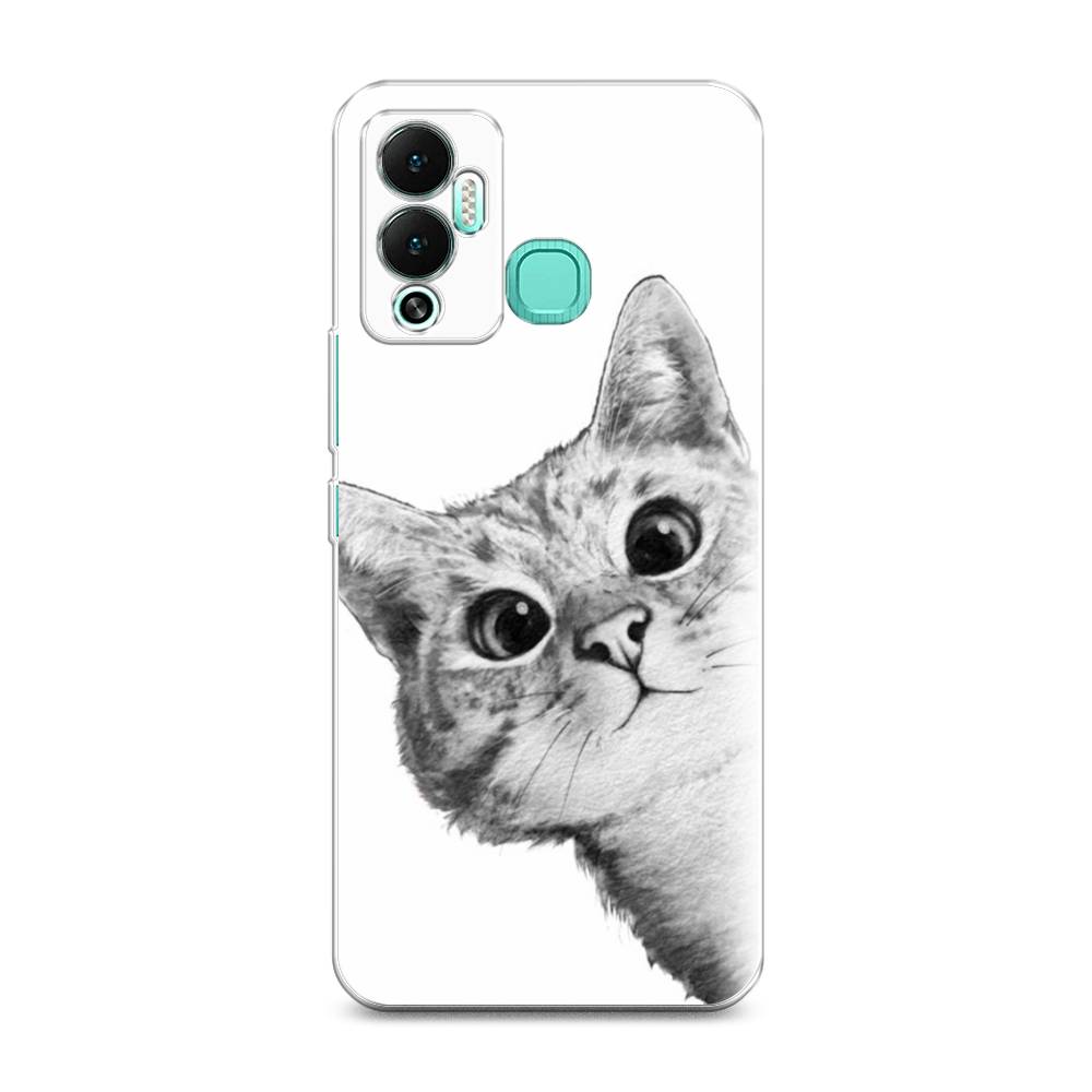 фото Силиконовый чехол "кот рисунок черно-белый" на infinix hot 12 play awog