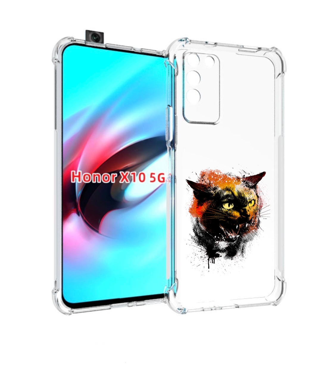 

Чехол MyPads сиамский кот для Honor X10, Прозрачный, Tocco