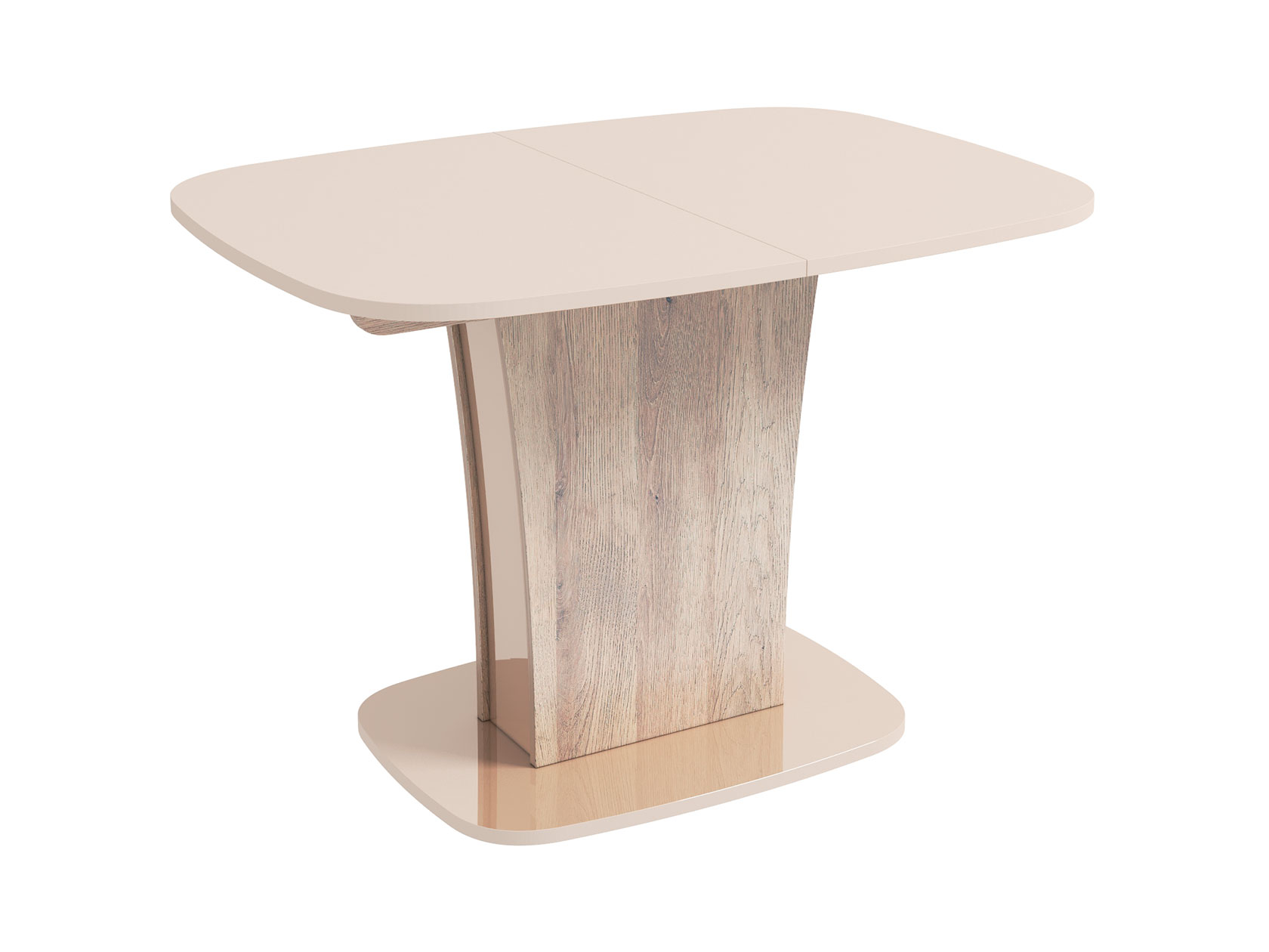 фото Кухонный стол стол обеденный бергамо 2 овальный баттлрок / бежевый глянец бонмебель