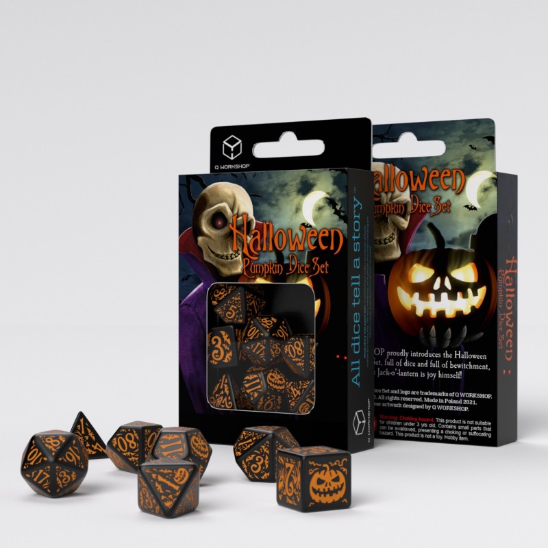 Набор кубиков для игр Q-Workshop Halloween Pumpkin Dice Set: Black & orange набор кубиков для игр q workshop forest dice set tundra