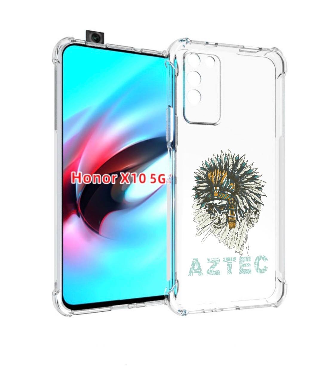 

Чехол MyPads скелет индеец для Honor X10, Прозрачный, Tocco