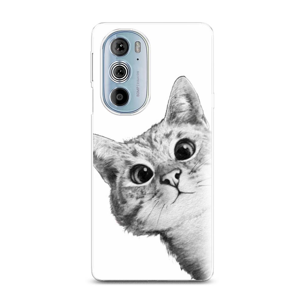 фото Силиконовый чехол "кот рисунок черно-белый" на motorola edge 30 pro awog