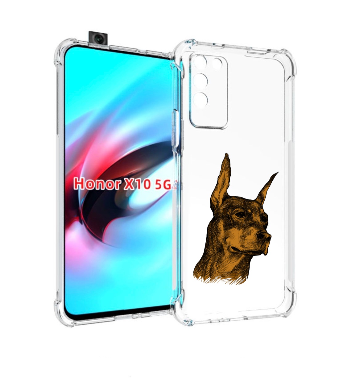 

Чехол MyPads скетч доберман для Honor X10, Прозрачный, Tocco