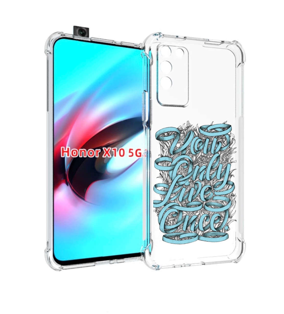 

Чехол MyPads слова из ленты абстракция для Honor X10, Прозрачный, Tocco