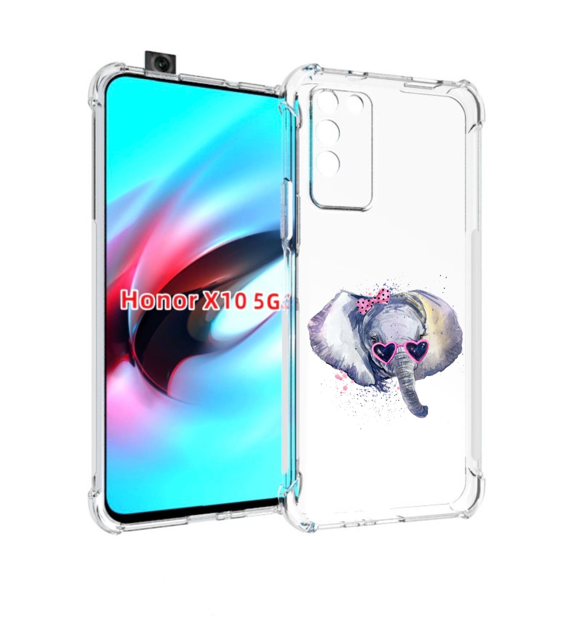 

Чехол MyPads слоник в очках для Honor X10, Прозрачный, Tocco