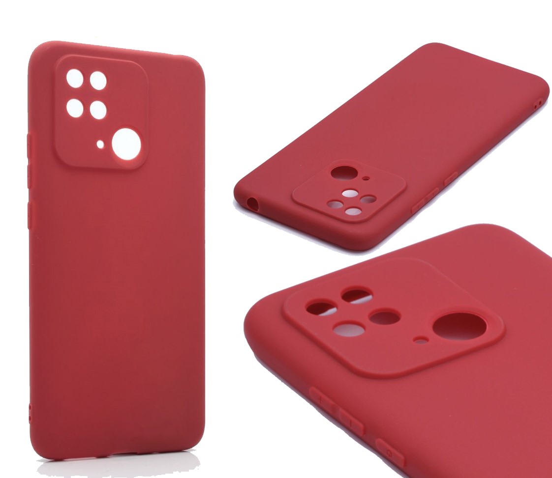 Силиконовый чехол TPU Case матовый для Xiaomi Redmi 10C бордовый