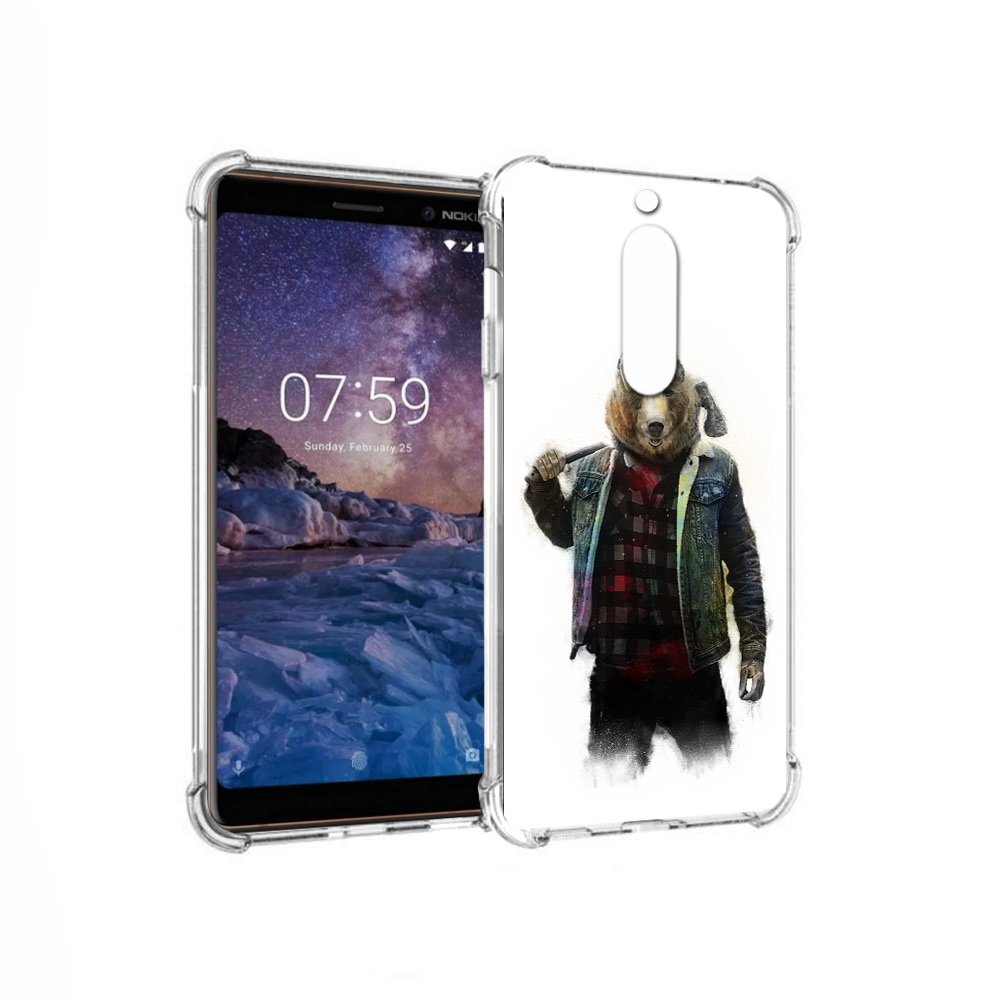 

Чехол MyPads Tocco для Nokia 7 медведь с топором (PT95887.123.469), Прозрачный, Tocco
