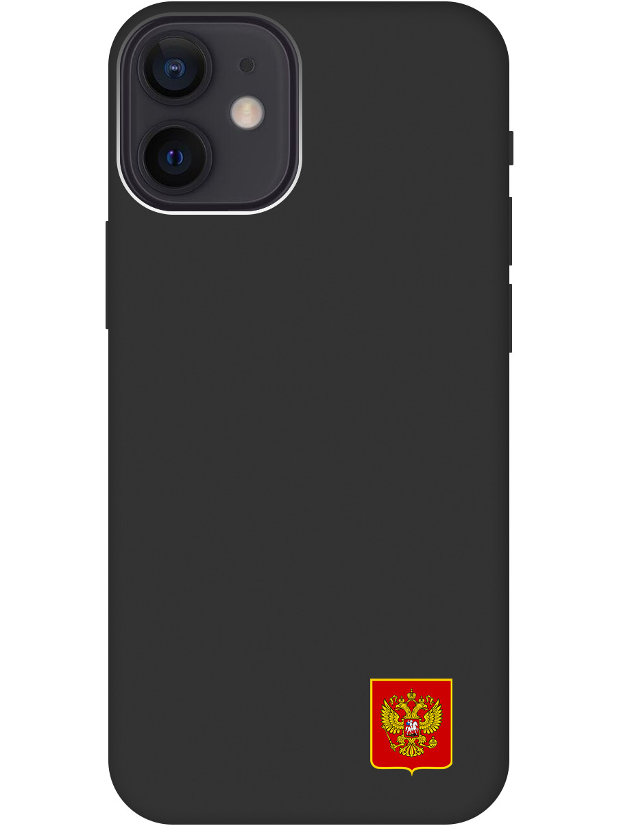 

Силиконовый чехол на Apple iPhone 12 Mini с Гербом России, Soft Touch черный, 20000702