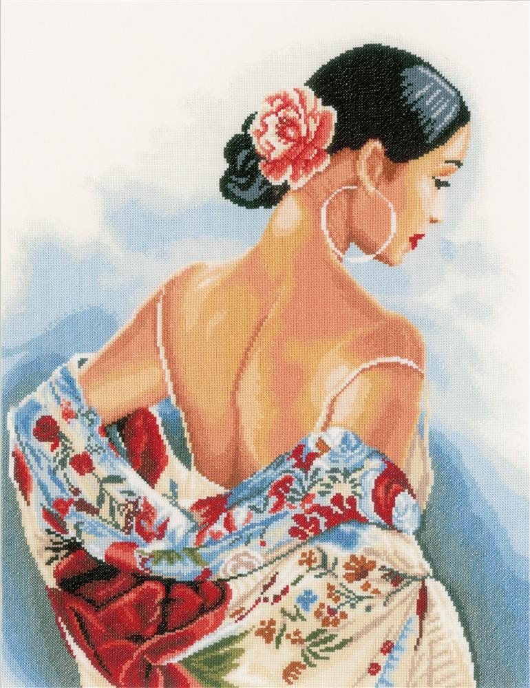 

Набор для вышивания на хлопке Lanarte Flower scarf