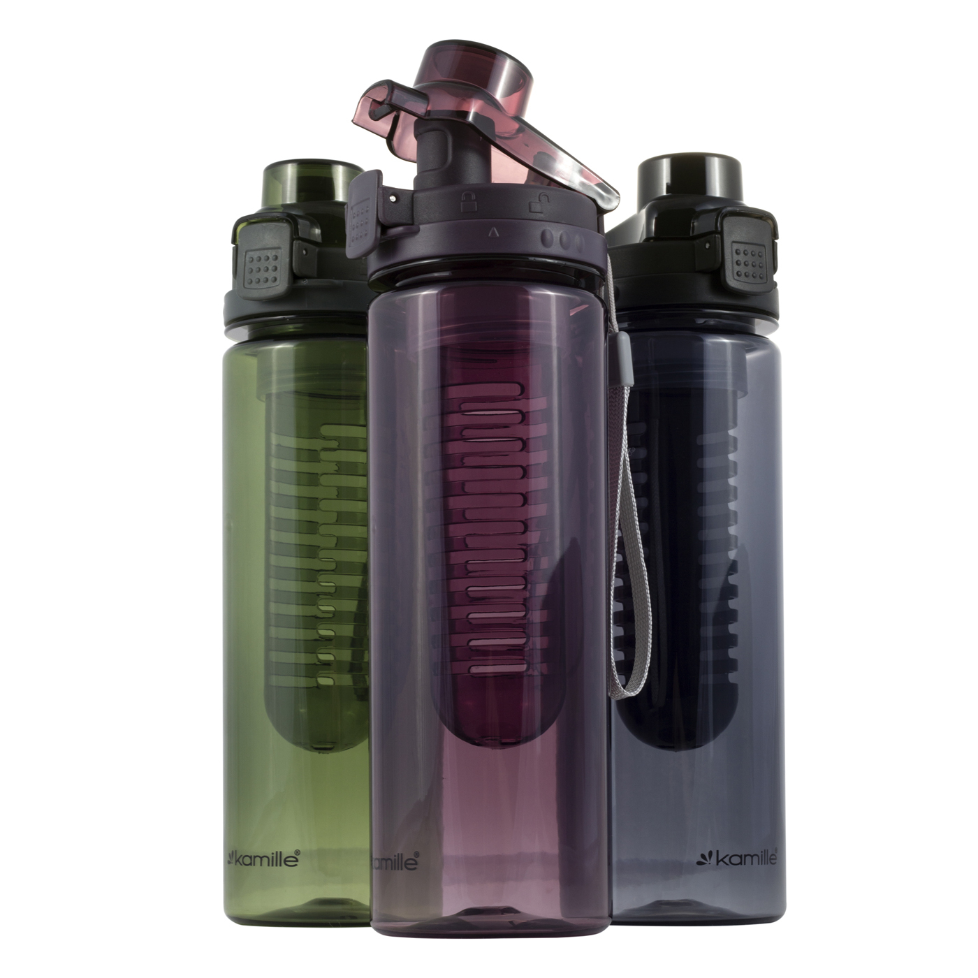 Бутылка спортивная для воды 750мл из пластика (тритан) (тёмно-синий, тёмно-зелёный, бордов