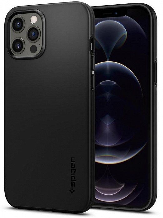 фото Чехол spigen thin fit (acs01612) для iphone 12 pro max (black)