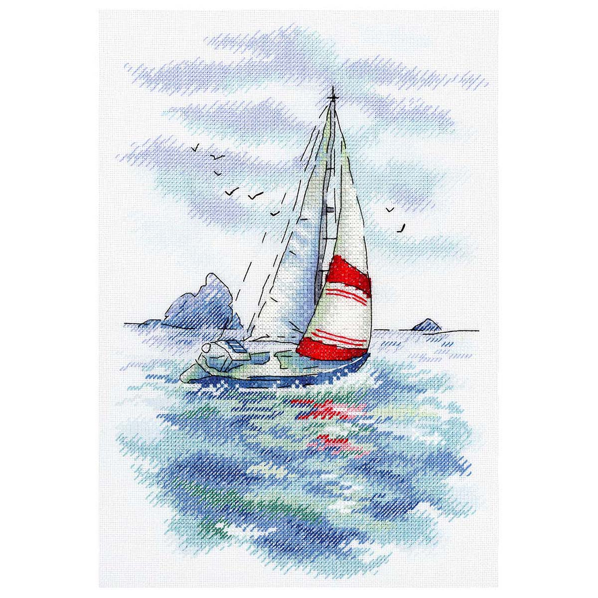 

Набор для вышивания крестом М.П.Студия "Морская регата", 25x18 см, арт. А-009