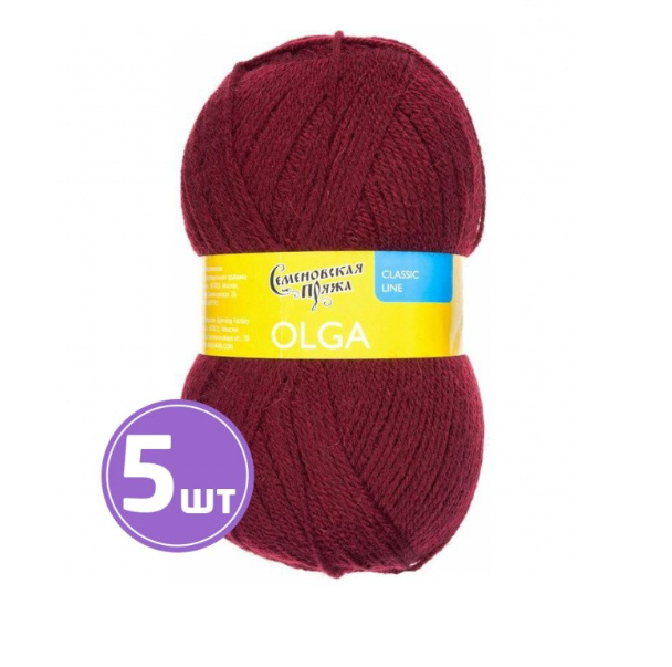 

Пряжа Семеновская Olga (13416), бордо 5 шт. по 100 г, Бордовый
