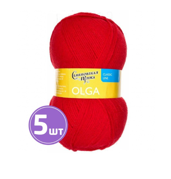 

Пряжа Семеновская Olga (213), кармин 5 шт. по 100 г, Красный