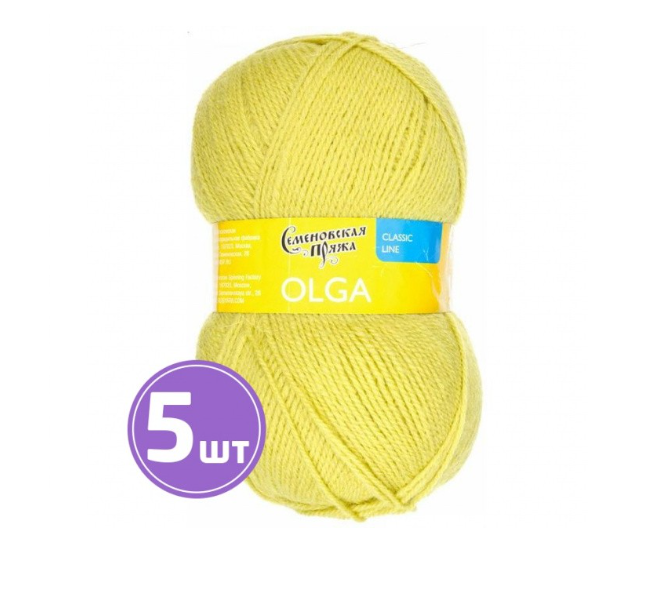 

Пряжа Семеновская Olga (345), липа 5 шт. по 100 г, Желтый