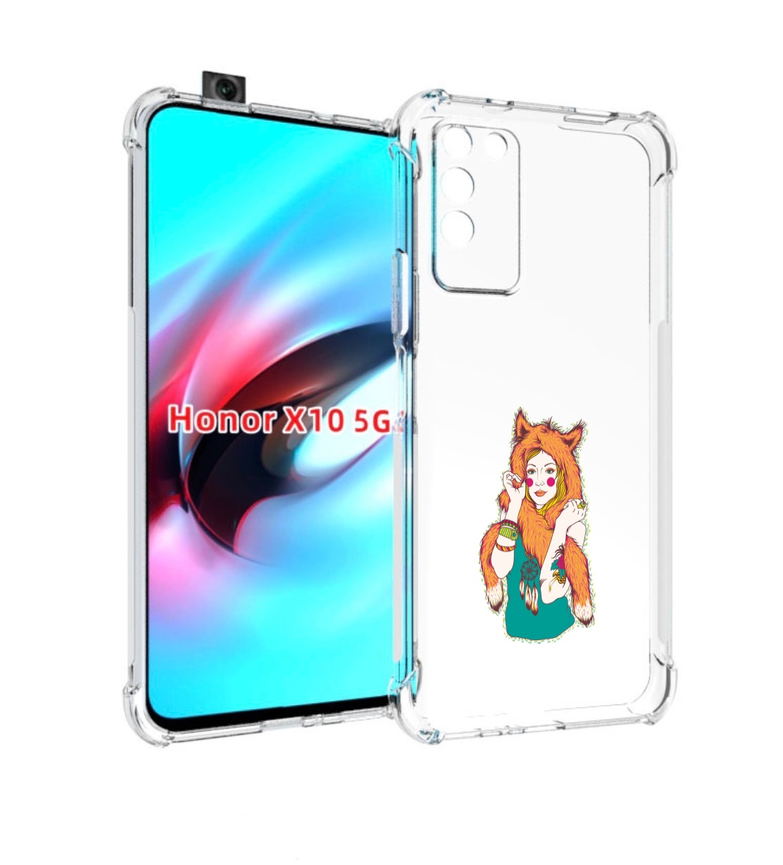 

Чехол MyPads Девушка лиса для Honor X10, Прозрачный, Tocco