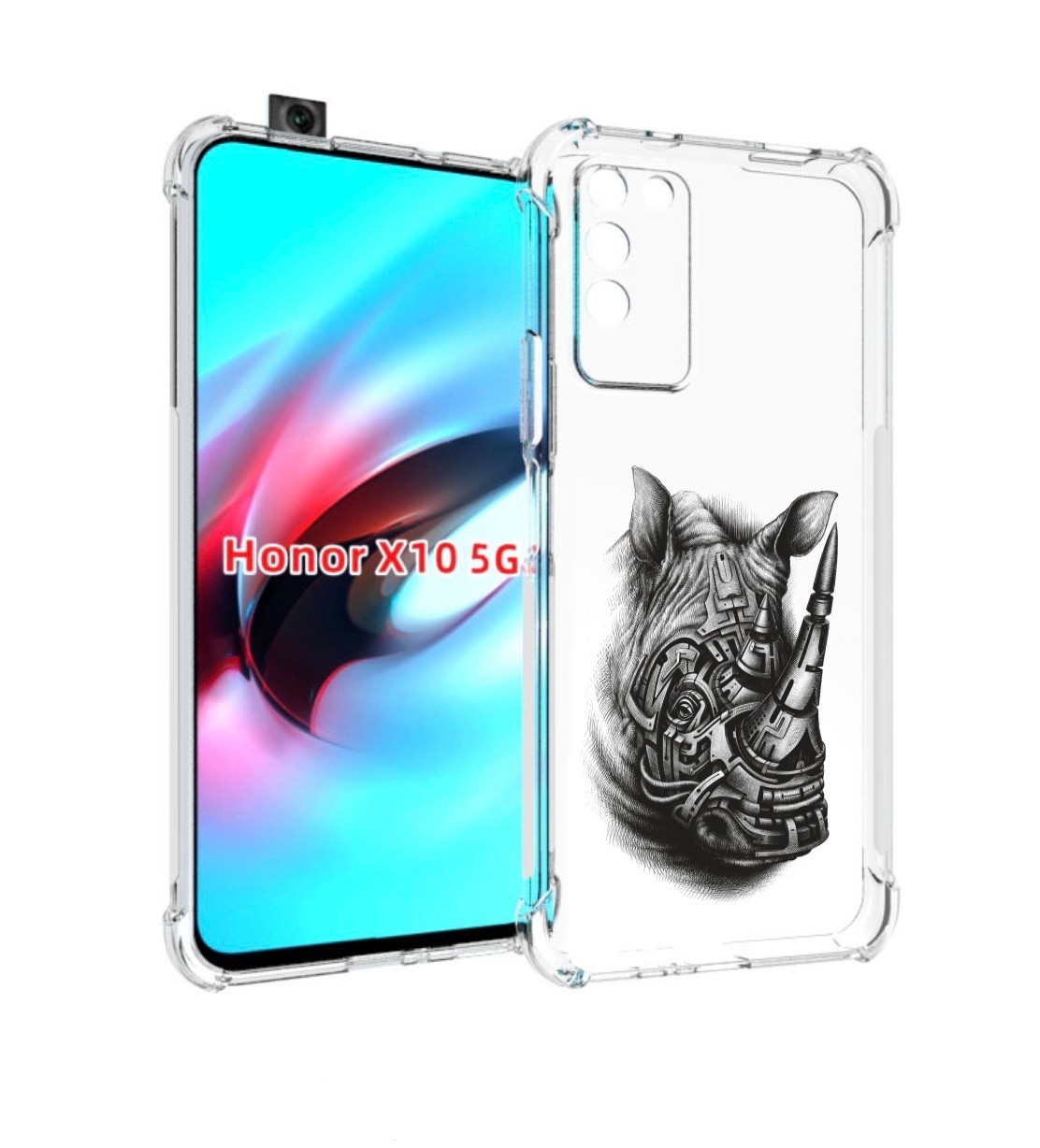 

Чехол MyPads стальной носорог для Honor X10, Прозрачный, Tocco