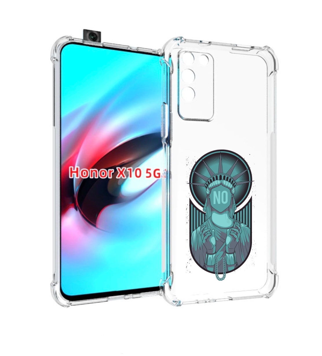 

Чехол MyPads статуя свободы зеленый для Honor X10, Прозрачный, Tocco