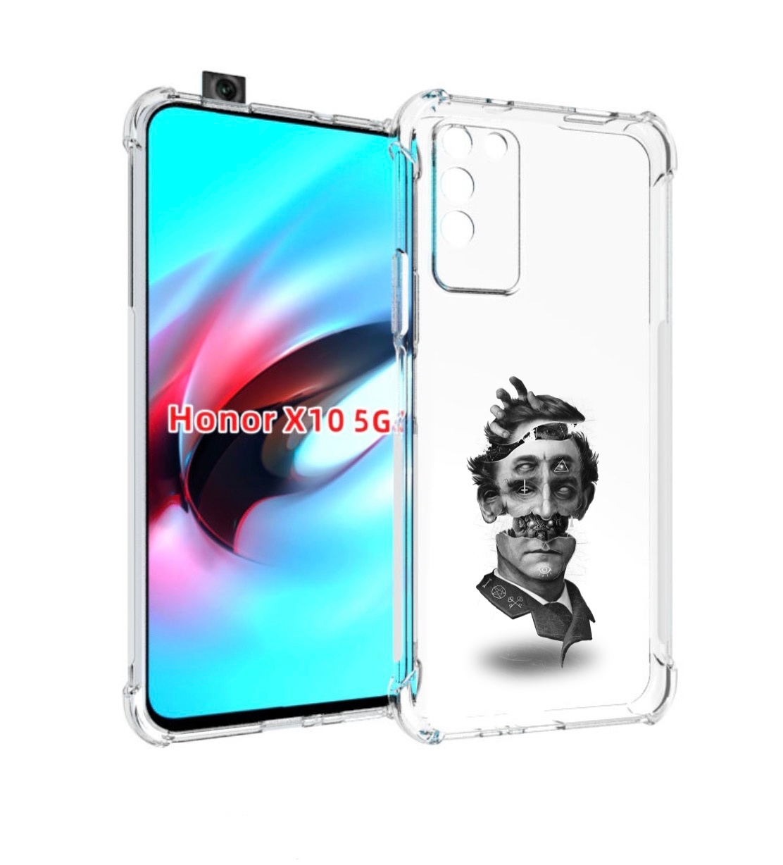 

Чехол MyPads страшное лицо абстракция для Honor X10, Прозрачный, Tocco