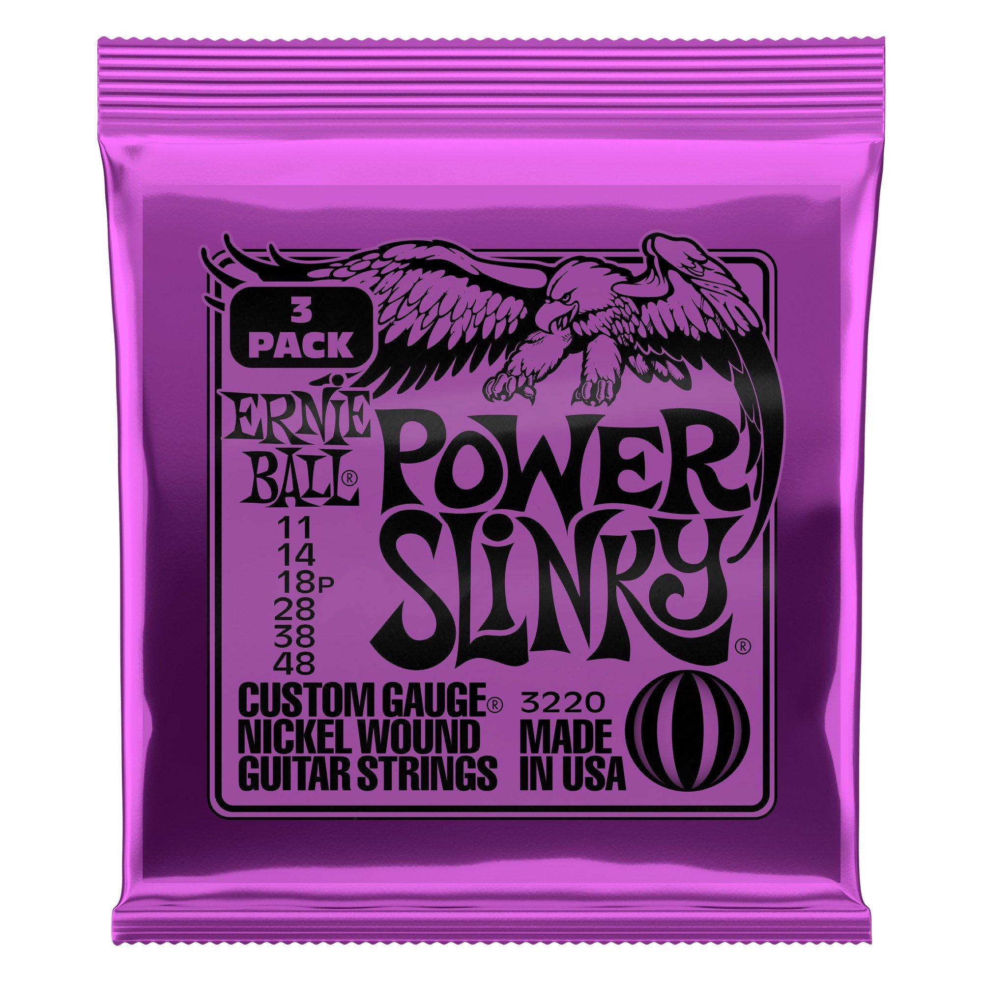 фото Струны для электрогитары ernie ball 3220 nickel wound slinky power 11-48, 3 комплекта