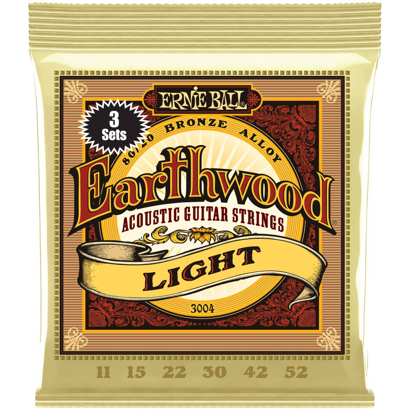 

Струны для акустической гитары Ernie Ball 3004 Earthwood 80/20 Bronze Light 11-52