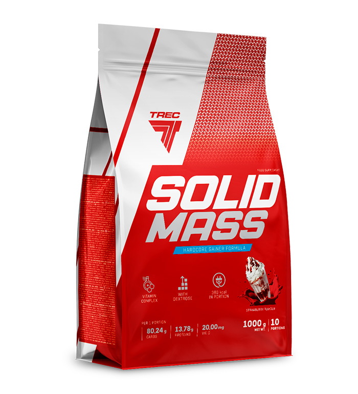 фото Гейнер trec nutrition solid mass, 1000 г, strawberry