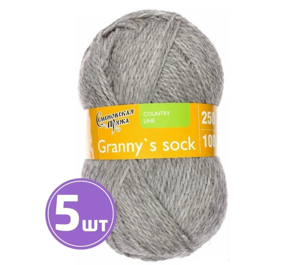 

Пряжа Семеновская Granny`s sock W (380), маренго серый 5 шт. по 100 г