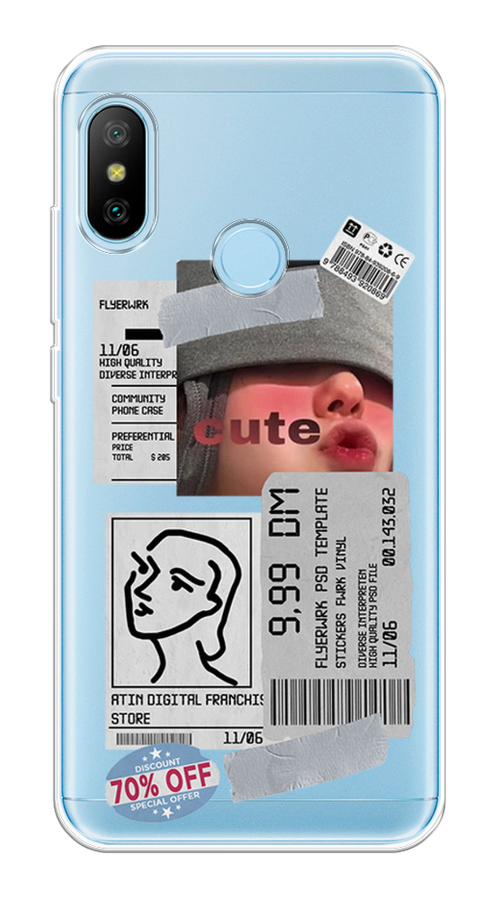 

Чехол на Xiaomi Redmi 6 Pro/6 Plus/Mi A2 Lite "Cute girl collage", Розовый;серый;голубой, 33950-6