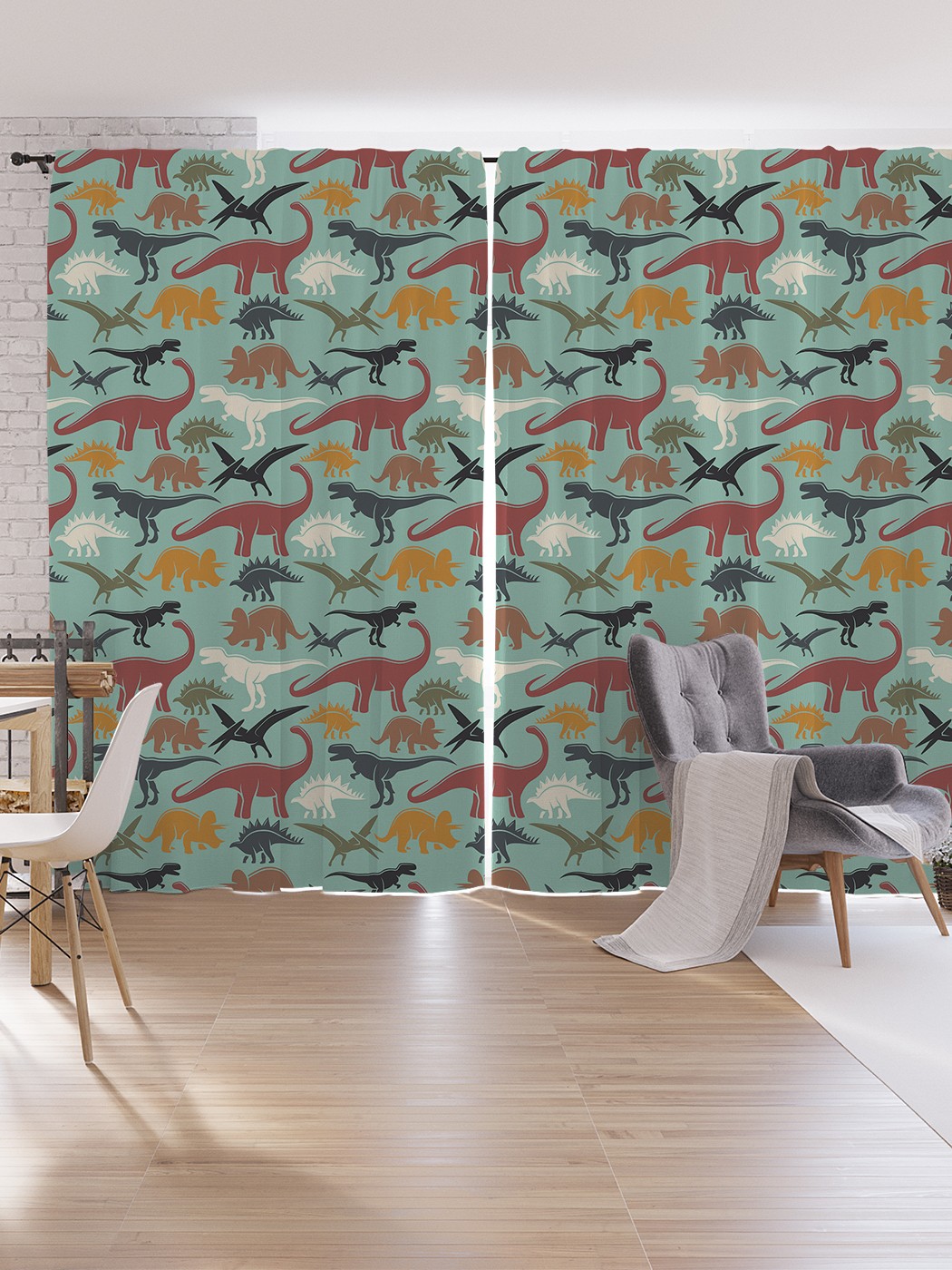 

Шторы под лён JoyArty "Разные динозавры", серия Oxford DeLux, 340х265 см, Разные динозавры