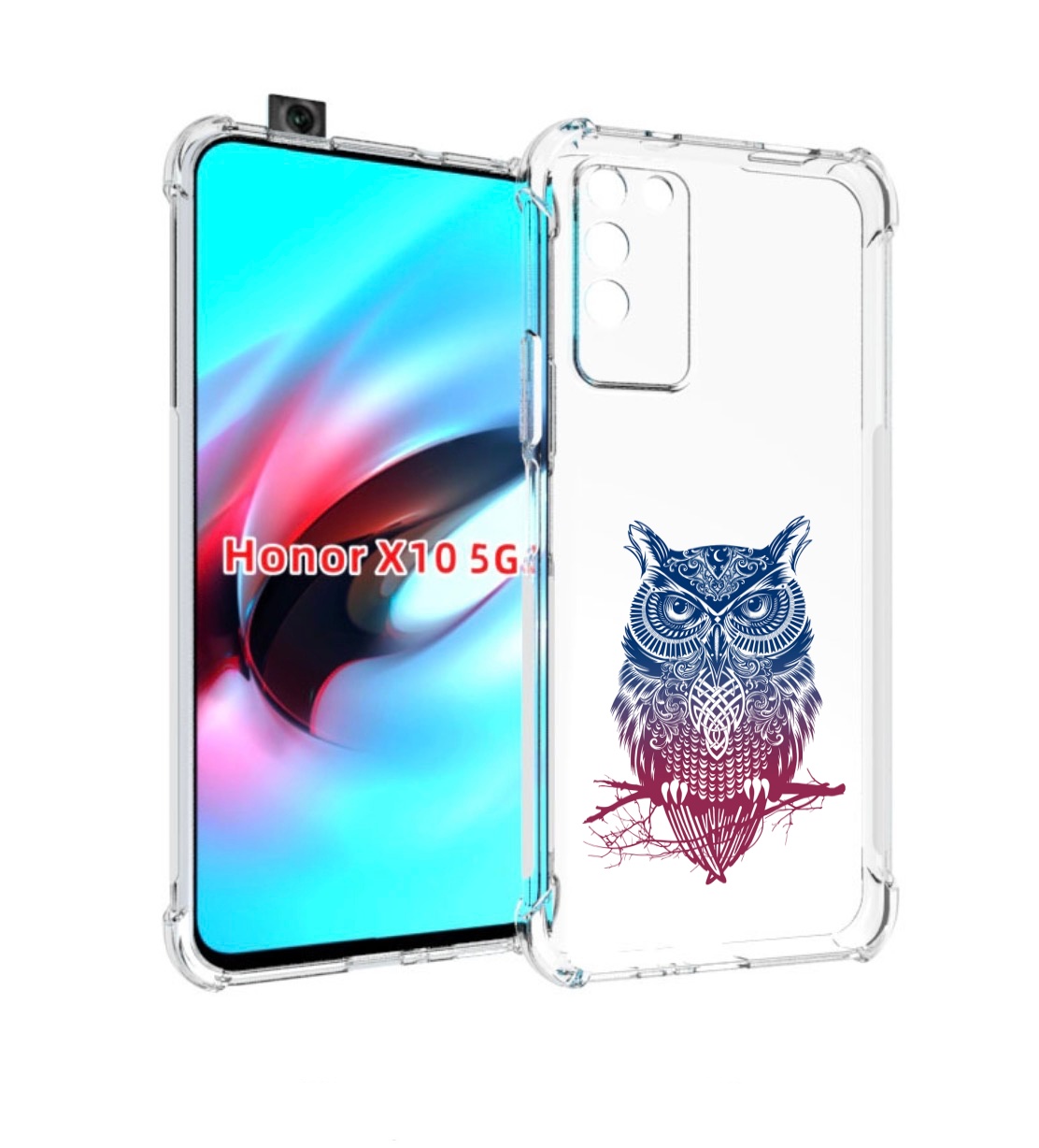 

Чехол MyPads хиппи сова для Honor X10, Прозрачный, Tocco