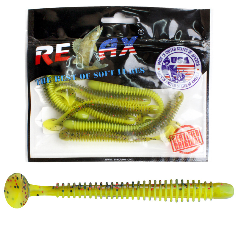 

Мягкая силиконовая приманка риппер Relax Texas Laminat 100 мм., 10 шт., l092, Зеленый, Texas Laminat