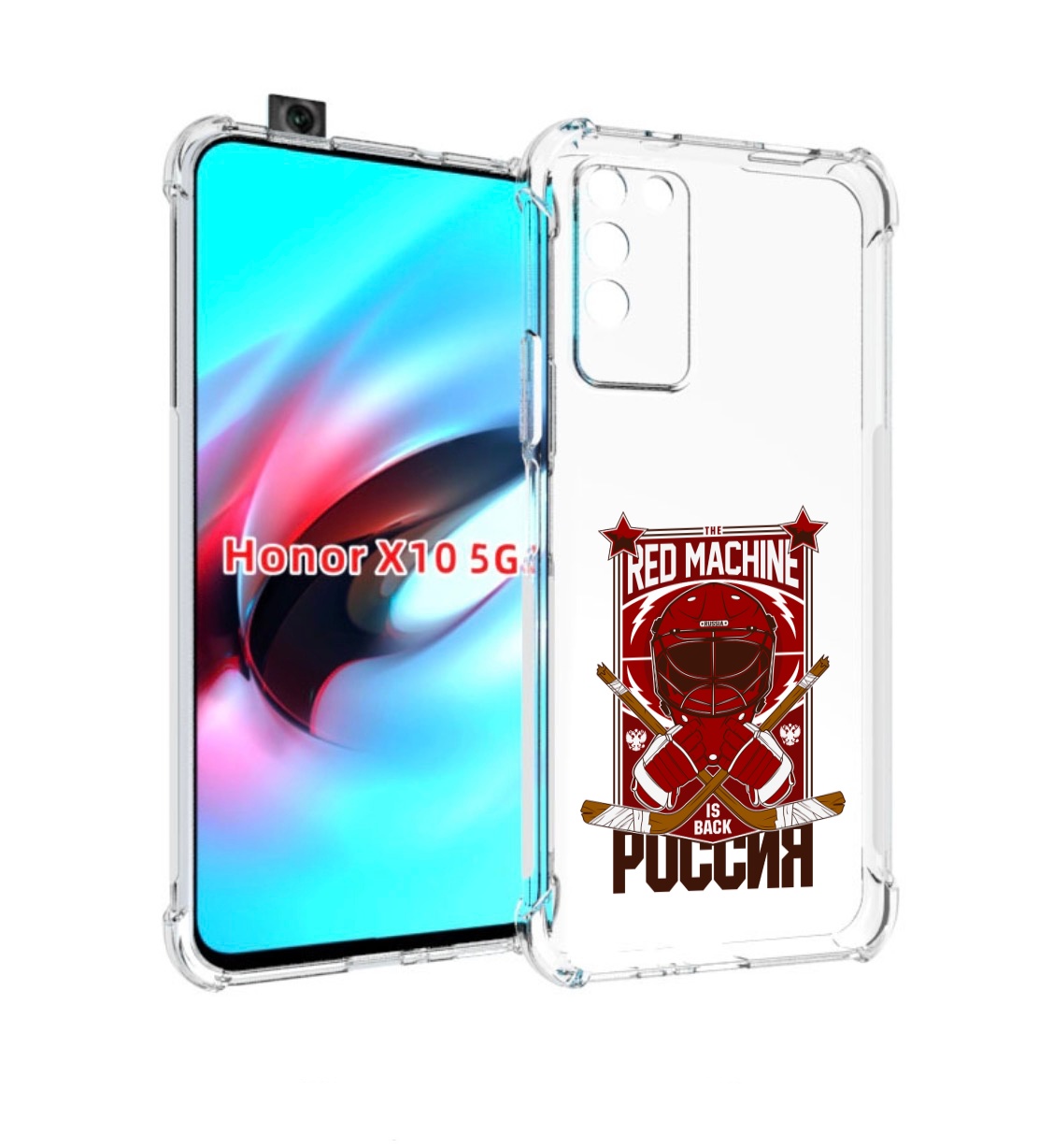 

Чехол MyPads хоккей россия для Honor X10, Прозрачный, Tocco