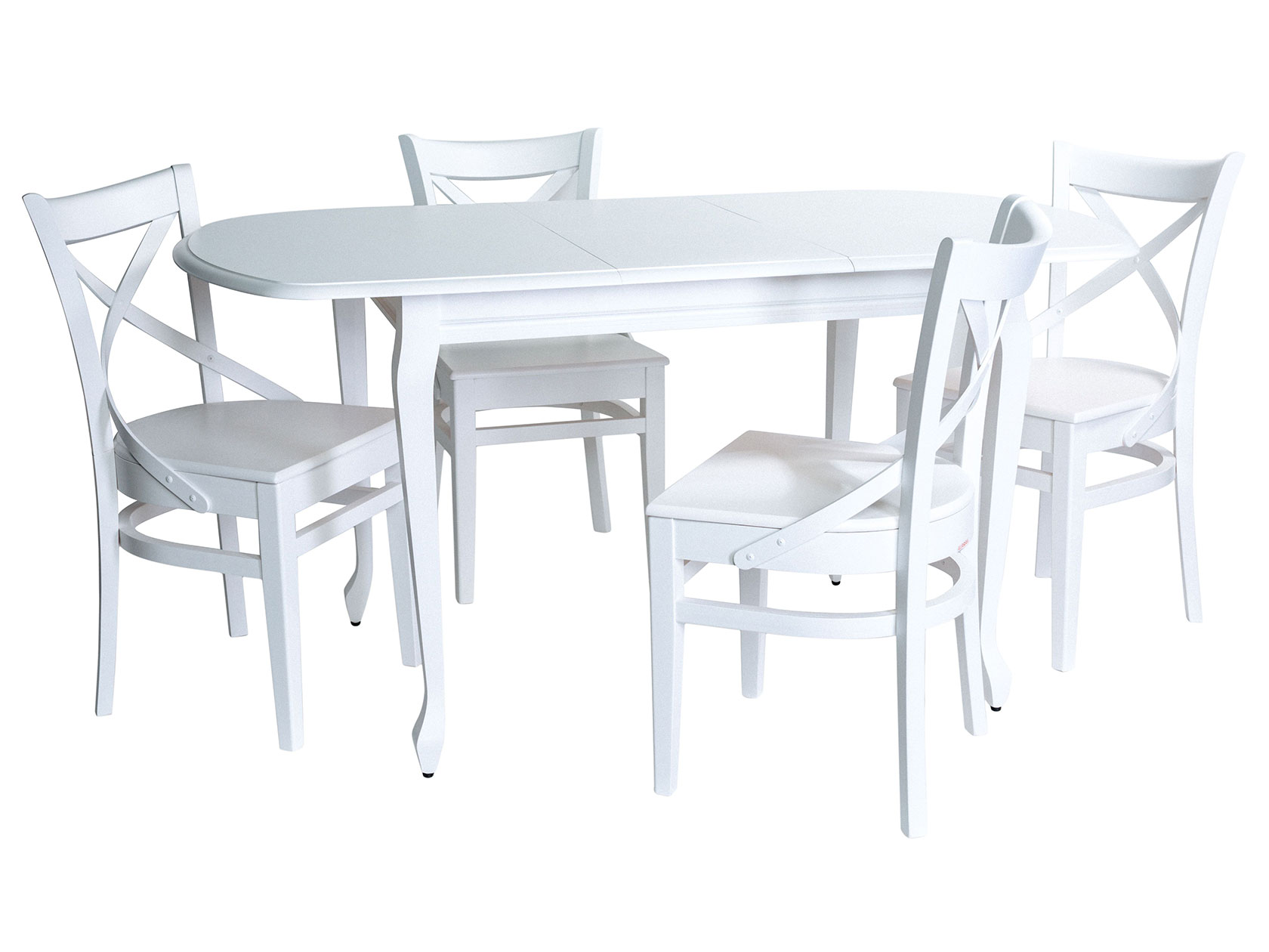 фото Обеденная группа прага стол + 4 стула соло венский жесткий белая эмаль аврора