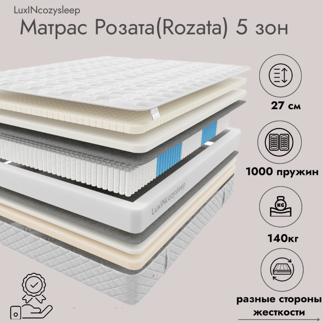 

Матрас LuxINcozysleep Комфорт Розата зоны 90х200, Белый, Розата зоны