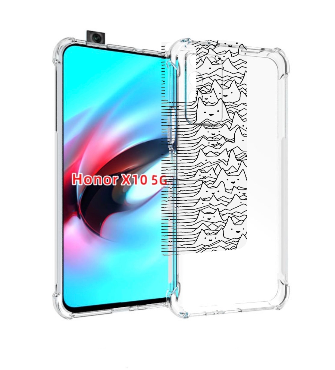 

Чехол MyPads черно белые коты 3D для Honor X10, Прозрачный, Tocco