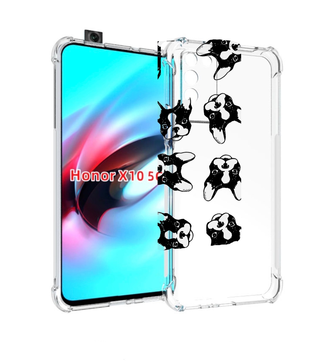 

Чехол MyPads черно белые собачки для Honor X10, Прозрачный, Tocco