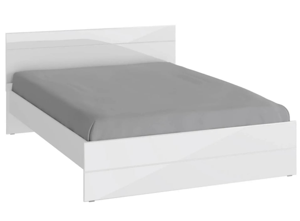 фото Двуспальная кровать глосс белый / белый глянец, 160х200 см нк-мебель