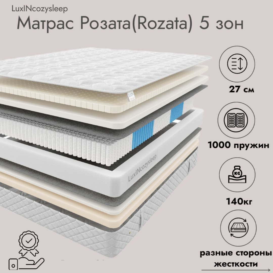 

Матрас LuxINcozysleep Комфорт Розата зоны 200х200, Белый, Розата зоны