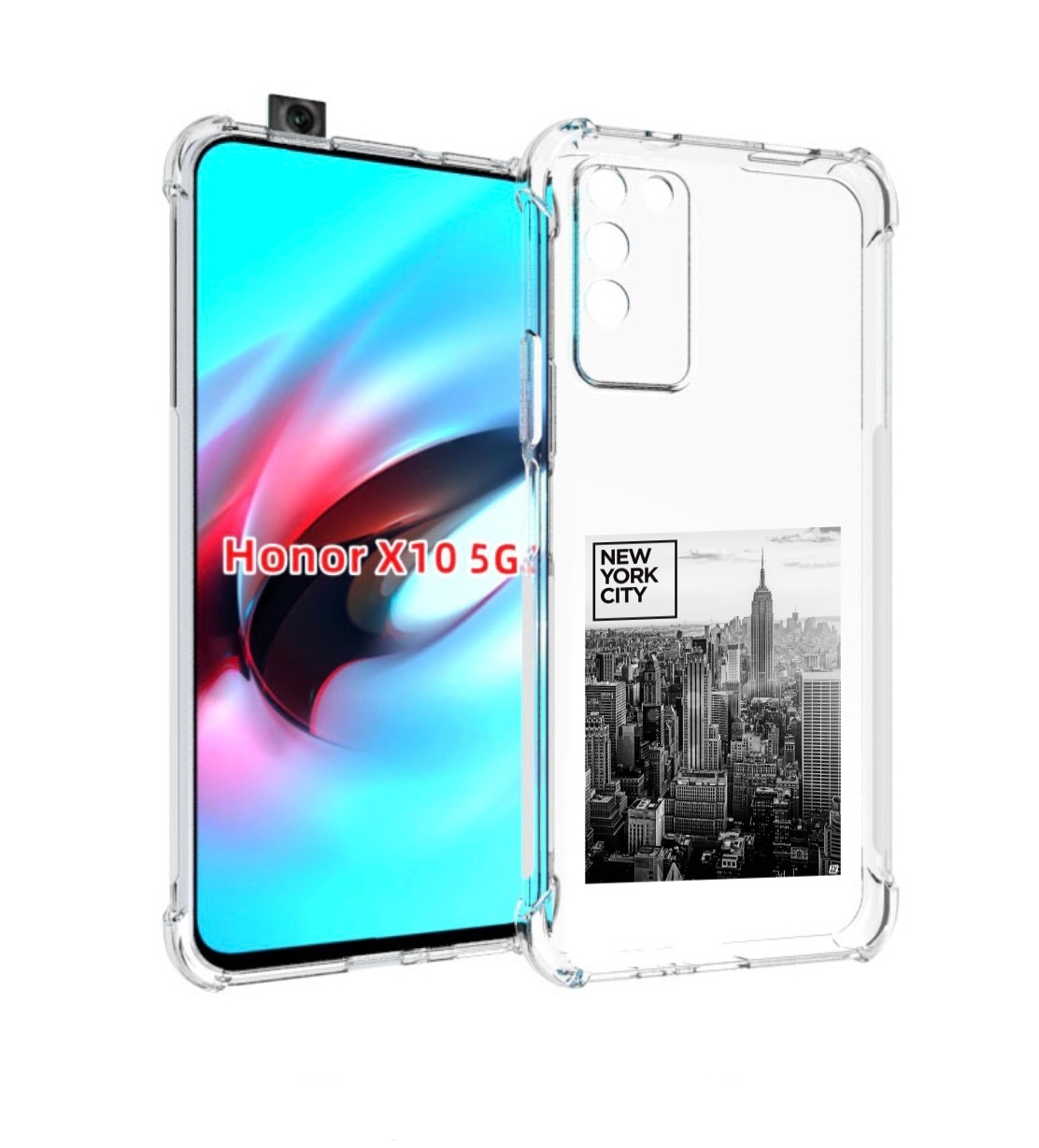 

Чехол MyPads черно белый Нью-Йорк для Honor X10, Прозрачный, Tocco