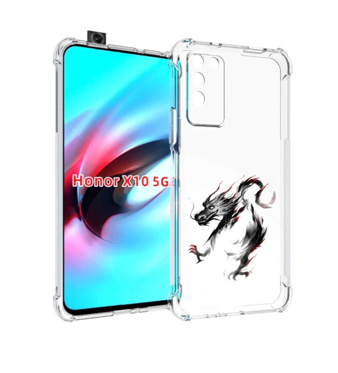 

Чехол MyPads черный дракон для Honor X10, Прозрачный, Tocco