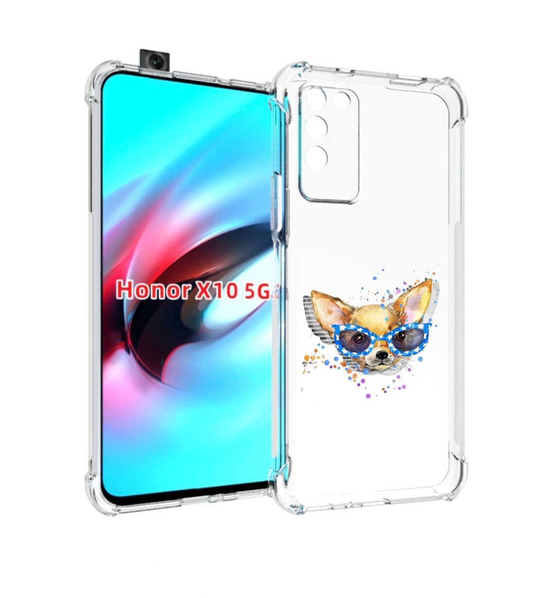 

Чехол MyPads чихуа-хуа в очках для Honor X10, Прозрачный, Tocco