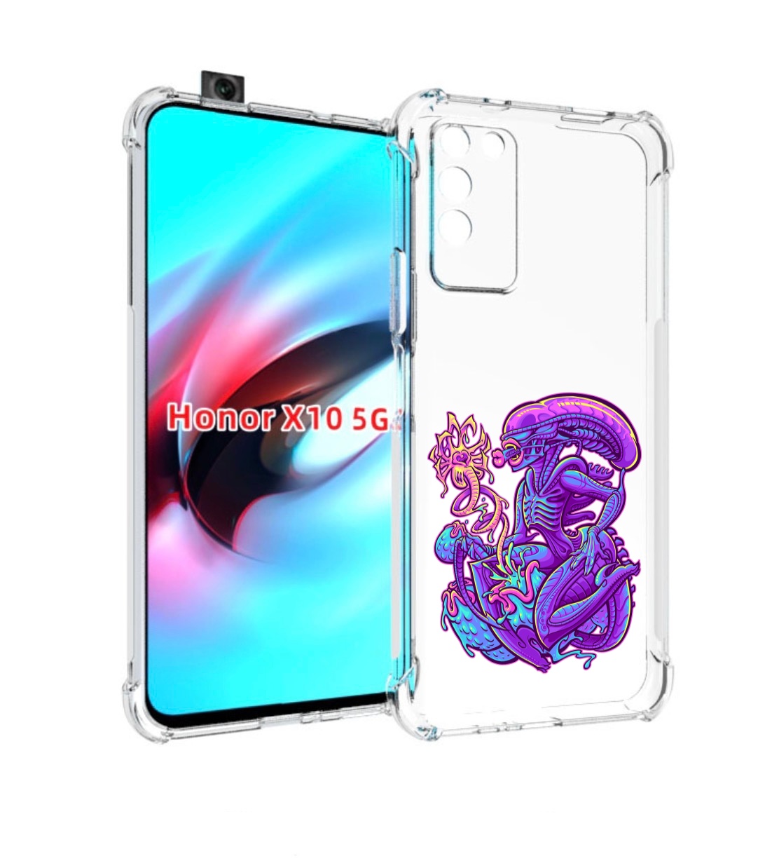 

Чехол MyPads чужой фиолетовый цвет для Honor X10, Прозрачный, Tocco