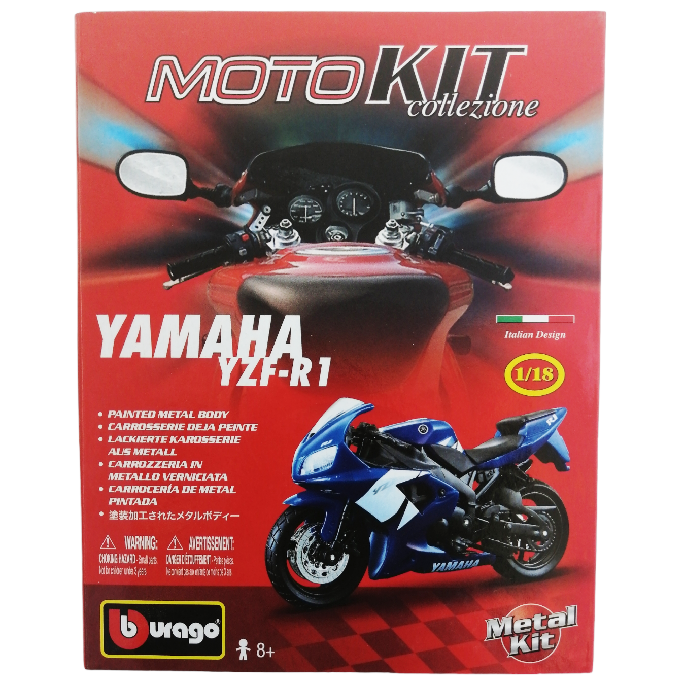 Сборная модель мотоцикла Bburago Yamaha YZF-R1, масштаб 1/18, 18-55007