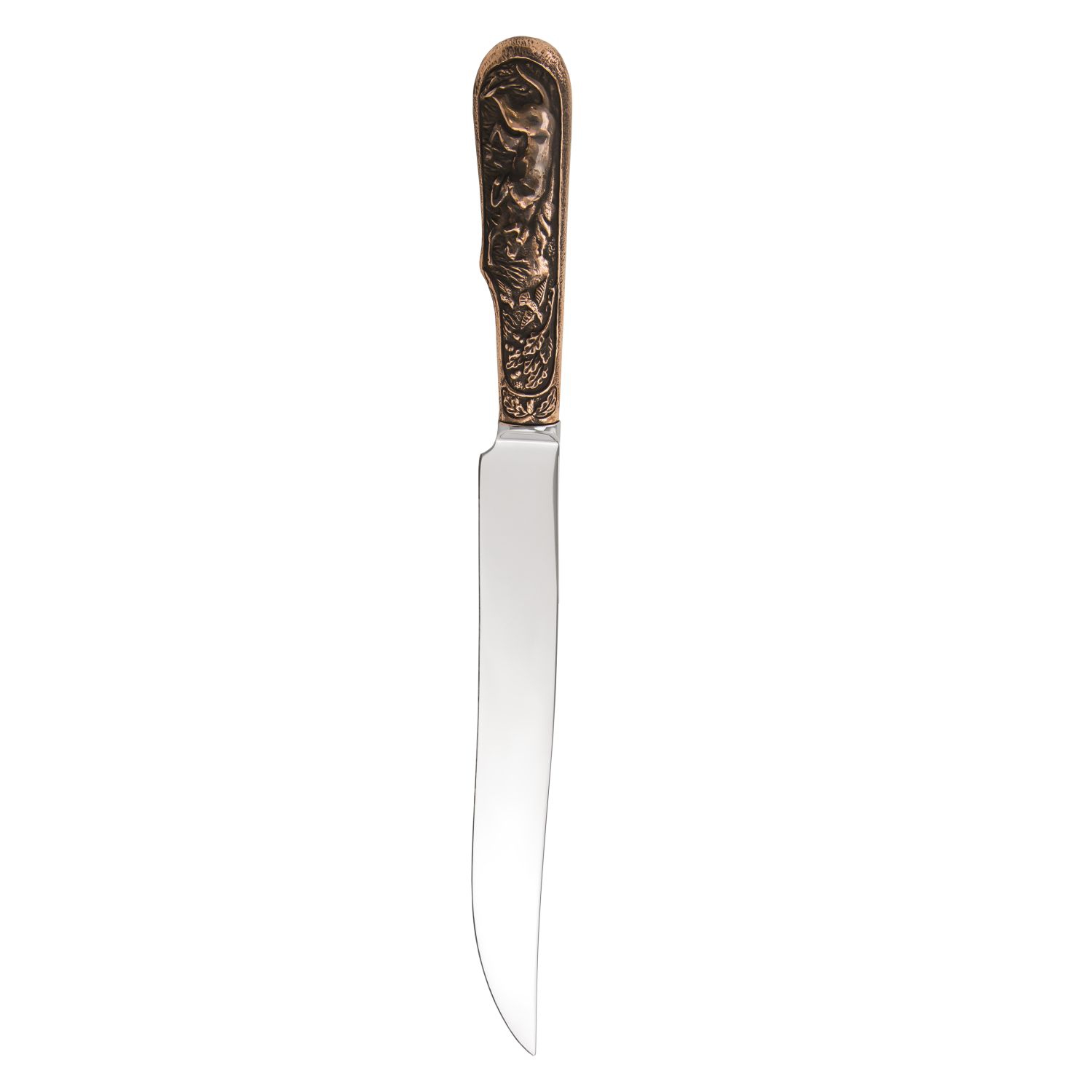 Нож для мяса Кольчугинский мельхиор Пойнтер латунный омедненный