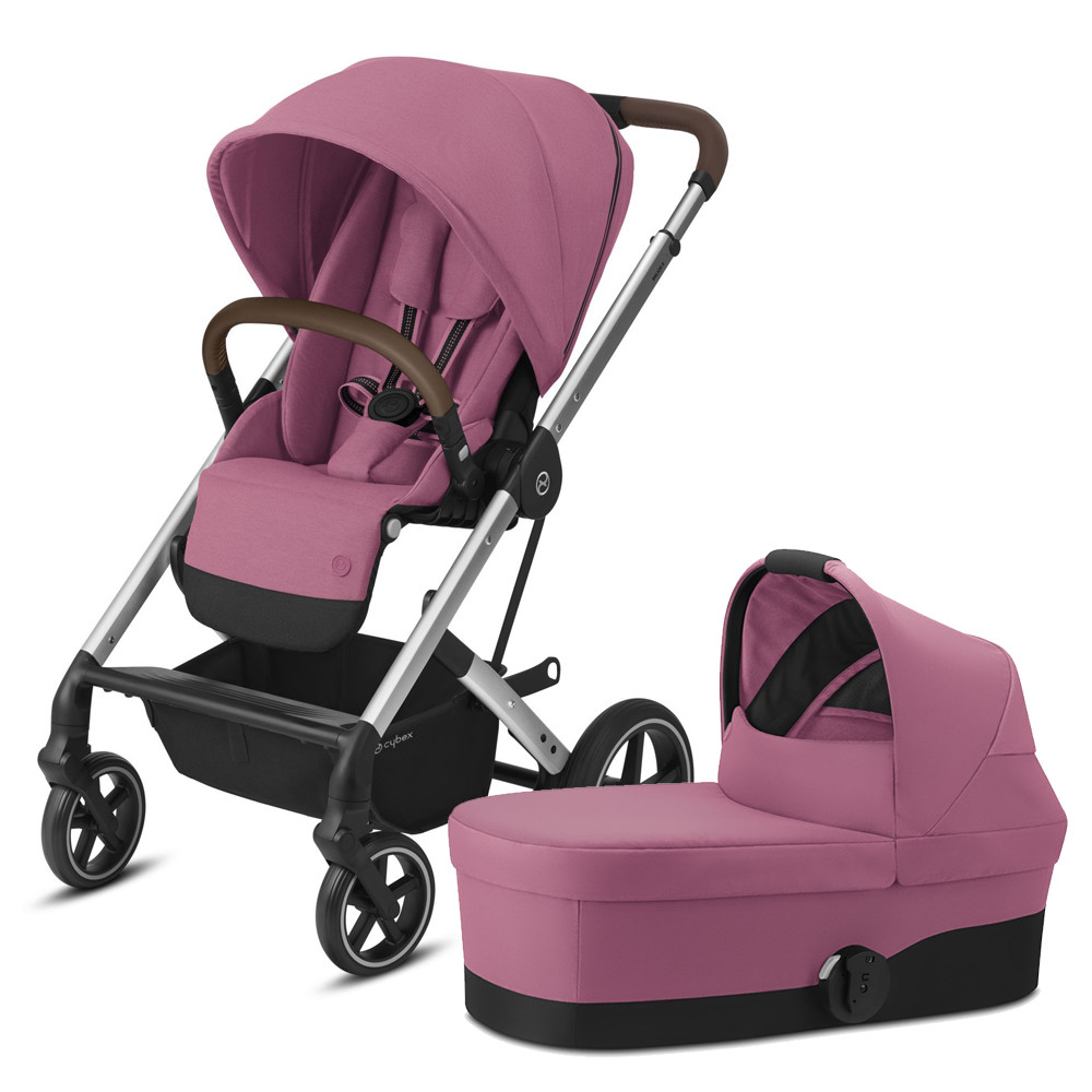 

Коляска 2в1 Cybex Balios S Lux SLV Magnolia Pink с дождевиком на серебристом шасси, Balios S Lux