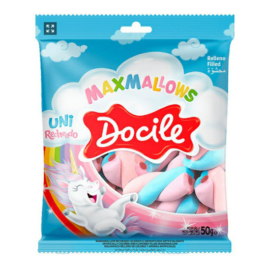 Зефир Docile Maxmallows Unicorn Цветные завитки с начинкой ванильные 220 г